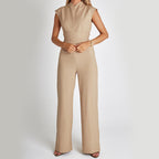 Women's V-Neck Sleeveless Wide Leg Jumpsuit High Waist