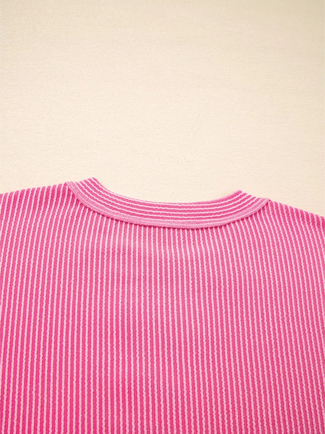 Sarah Express Women's Corded Texture Plaid Color Block Patchwork Split Neck Long Sleeve Top