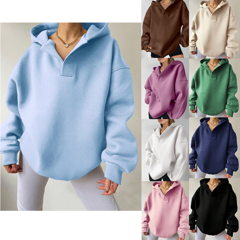 Sarah Express Women's Loose Fit Hoodie Sweatshirt - Solid Color Long Sleeve Pullover in 9 Colors S-XXL
