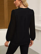 Sarah Express Women's Notched Balloon Sleeve Blouse