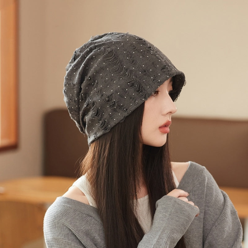 Women's Korean Style Slouchy Beanie Adjustable Textured Knit Winter Hat