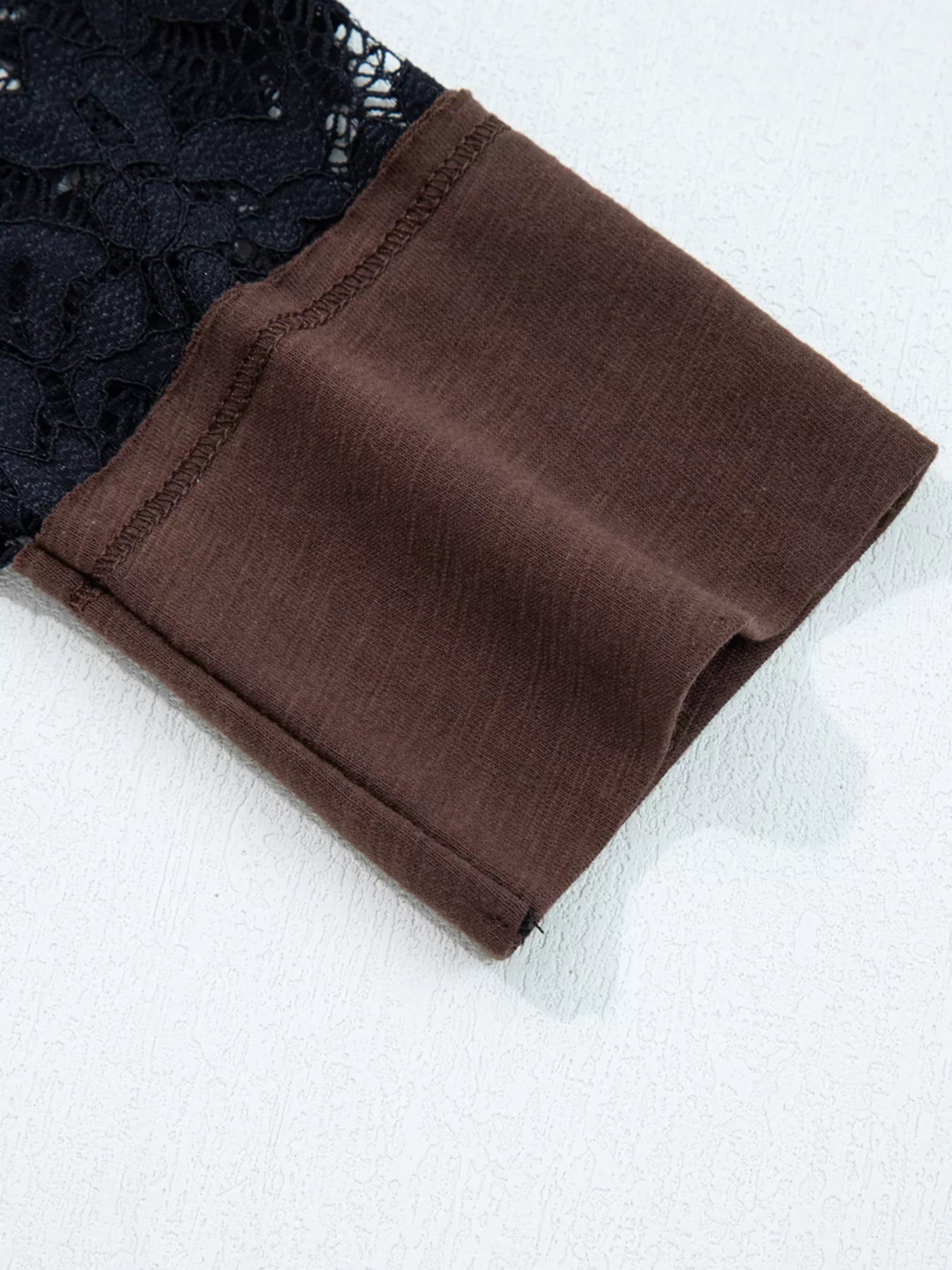 Sarah Express Women's Sheer Lace Patchwork Casual Long Sleeve Top