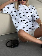 Sarah Express Women's Heart Print Oversized T-Shirt