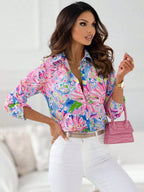 Sarah Express Women's Floral Print Button-Down Shirt