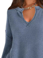 Sarah Express Women's Waffle Knit Long Sleeve Sweatshirt