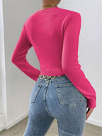 Sarah Express Women's Twisted Front Cropped Knit Top