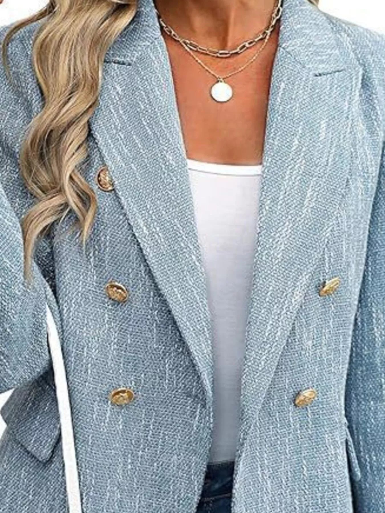 Sarah Express Women's Double-Breasted Lapel Collar Blazer