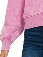 Sarah Express Women's Acid Wash Cropped Hoodie | Fleece Drawstring | Cotton Blend | S-L