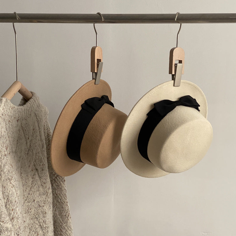 Women's Retro Flat Brim Cap with Bow Accent Adjustable Hat