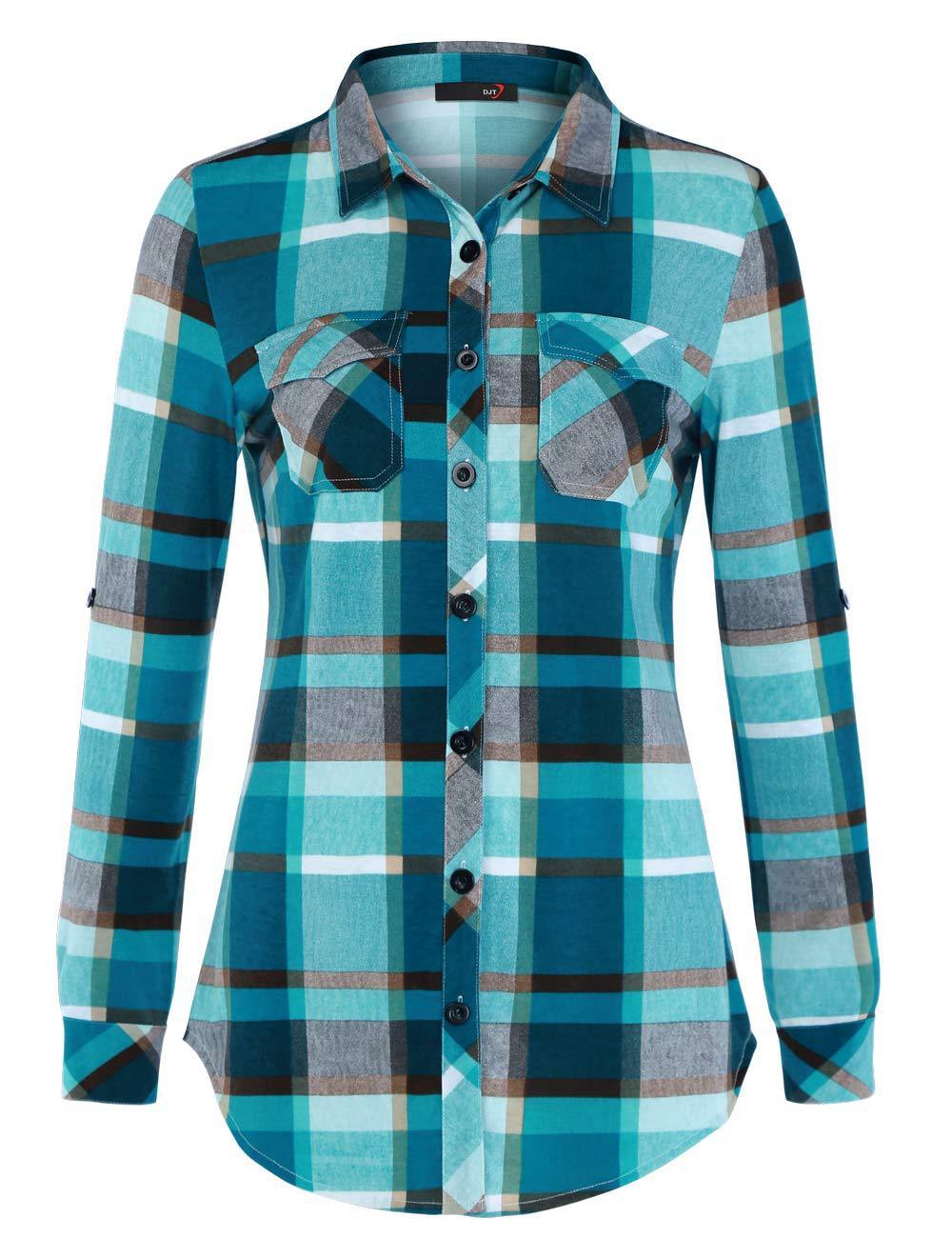 Women's Plaid Button Front Shirt Long Sleeve Casual Cardigan