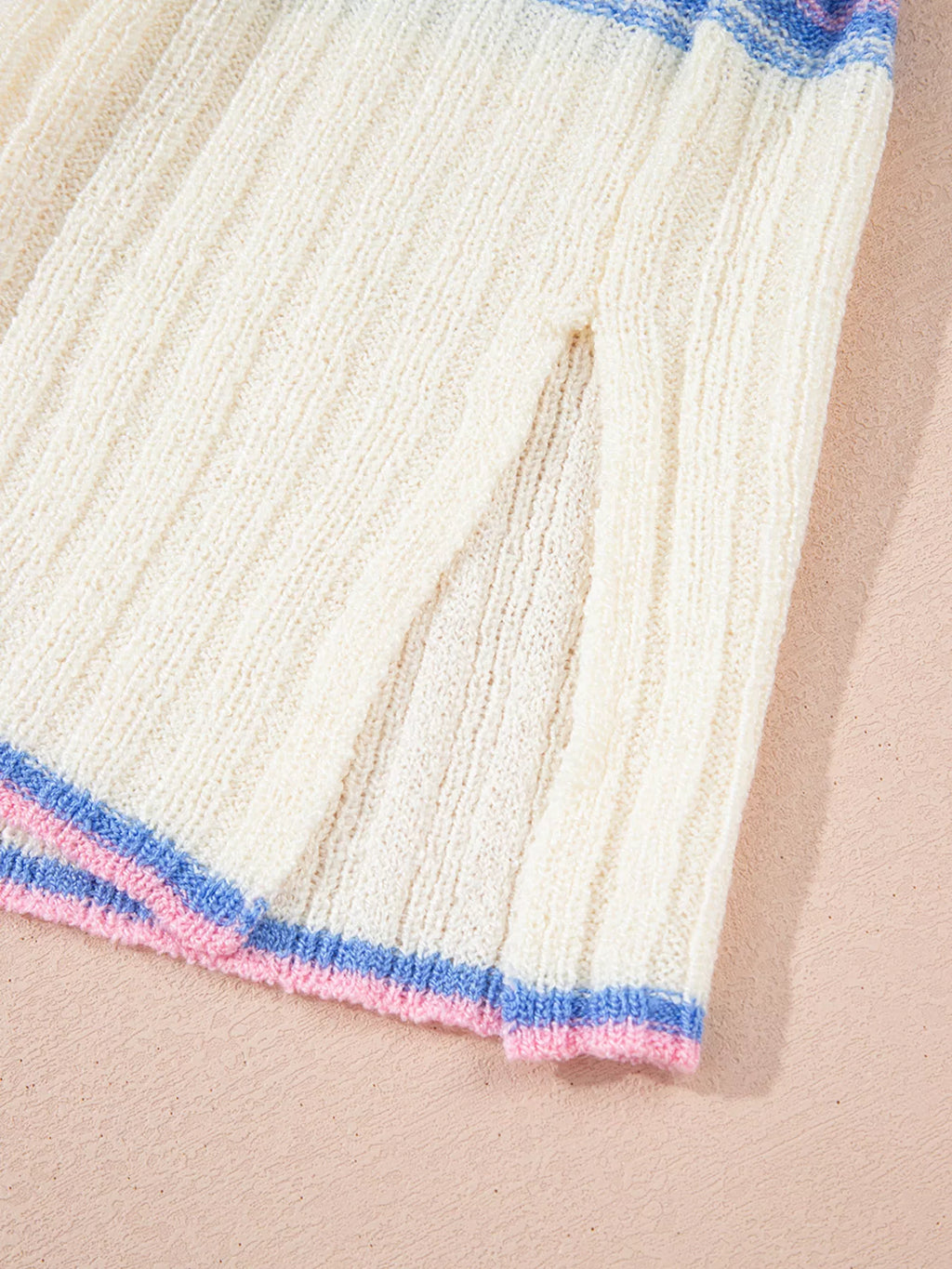 Sarah Express Women's Striped V Neck Dolman Sleeve Rib Knit Oversized Sweater