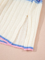 Sarah Express Women's Striped V Neck Dolman Sleeve Rib Knit Oversized Sweater