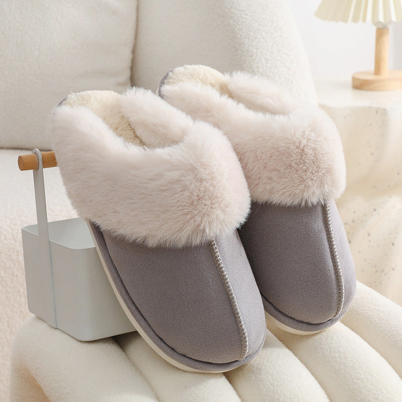 Sarah Express Plush Fur Slippers - Warm Non-Slip Indoor House Shoes Grey