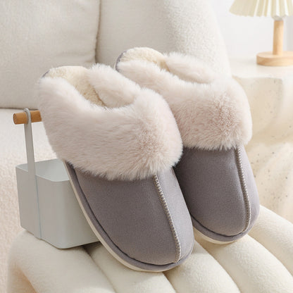 Sarah Express Plush Fur Slippers - Warm Non-Slip Indoor House Shoes Grey