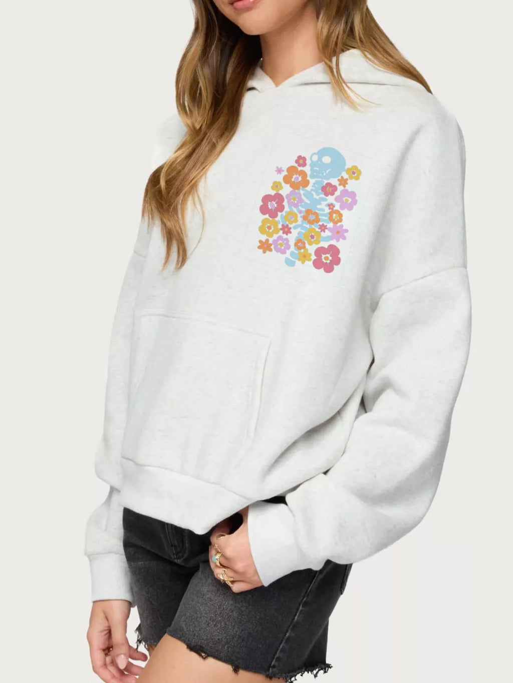 Sarah Express Women's Drop Shoulder Graphic Hoodie with Kangaroo Pocket