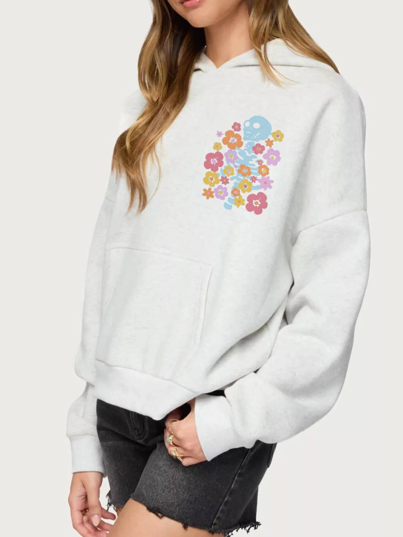 Sarah Express Women's Drop Shoulder Graphic Hoodie with Kangaroo Pocket