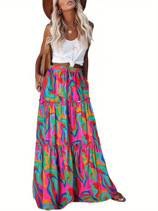 Women's High Waist Printed Maxi Dress Loose Fit Casual