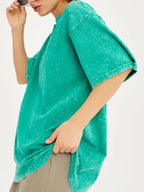 Sarah Express Women's Round Neck Short Sleeve T-Shirt - Oversized Basic Tee