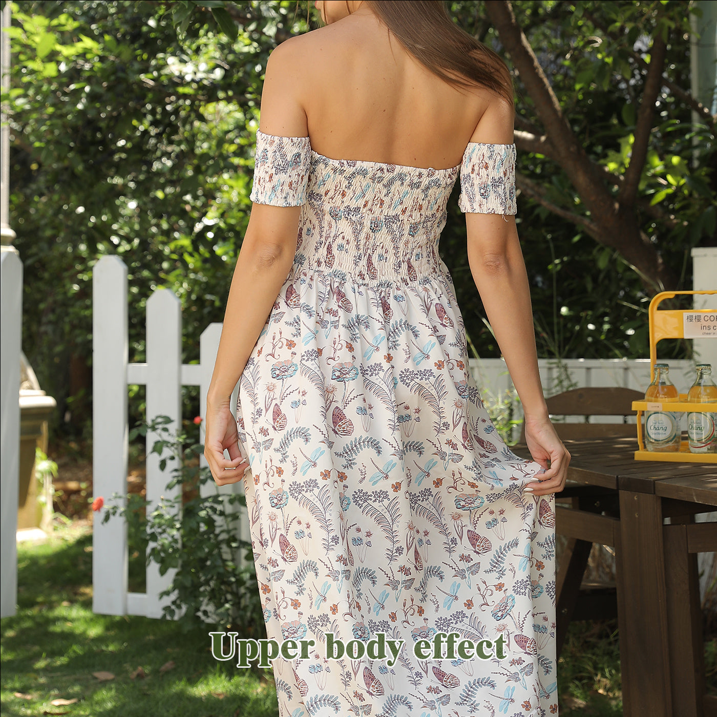Women's Off Shoulder Floral Maxi Dress Strapless Elegant Summer