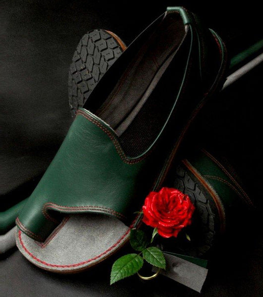 Sarah Express Summer Fashion Sandals - Round Toe Slip-On Sandals Green