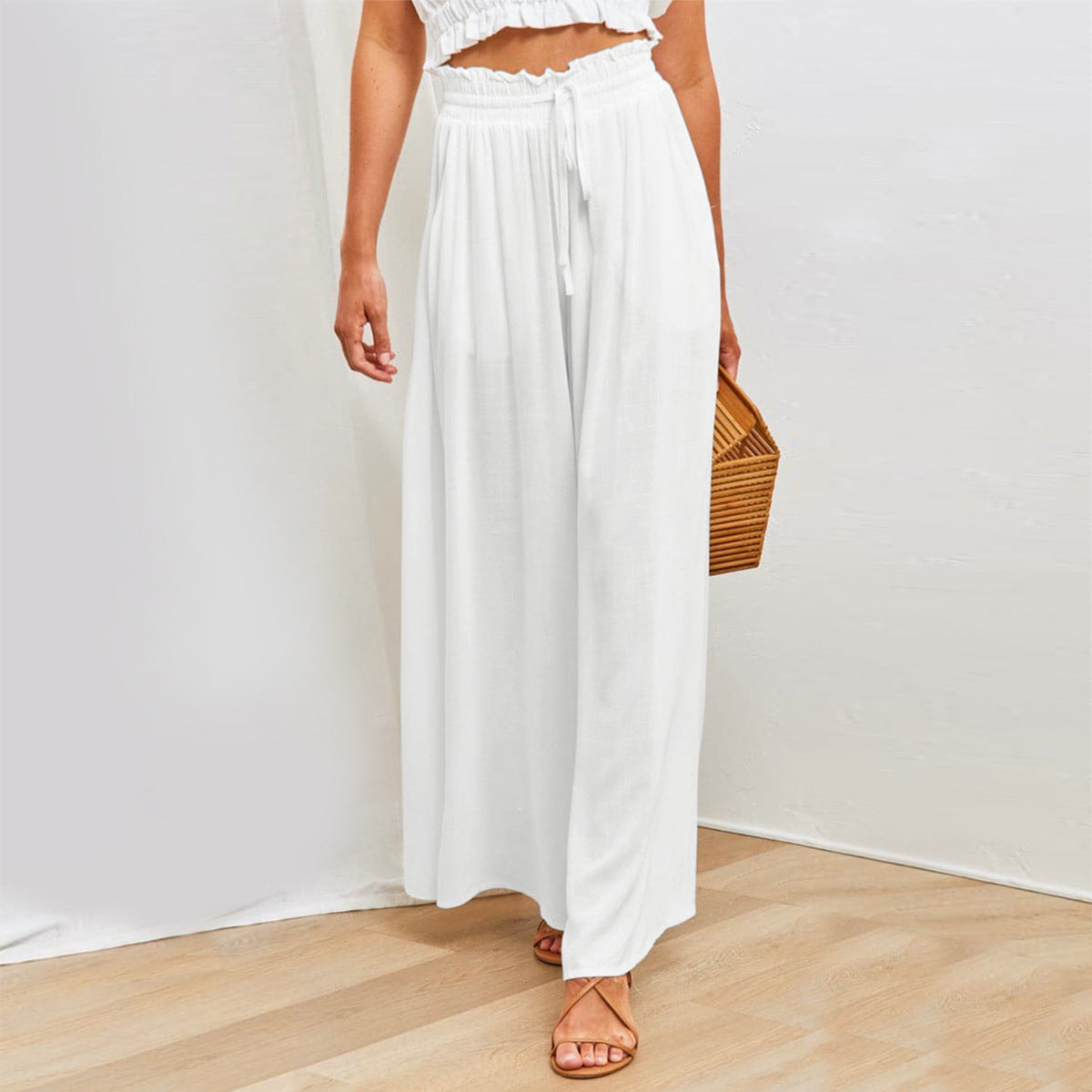 Wide Leg Viscose Casual Pants Loose Fit Draped