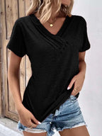 Sarah Express Women's Decorative Button Short Sleeve T-Shirt