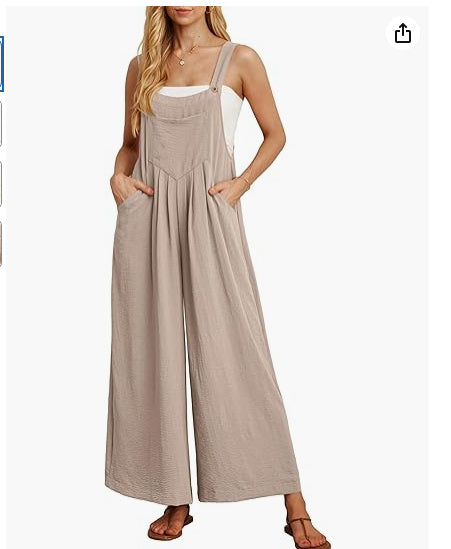 Women's Casual Loose Jumpsuit Pockets Polyester One Piece