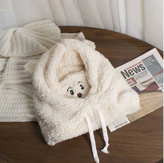 Fleece-Lined Winter Hat with Ear Protection and Neck Warmer