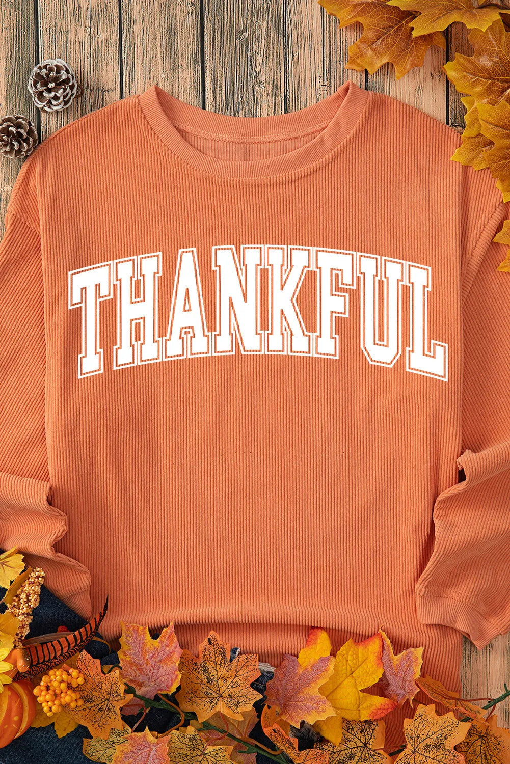 Sarah Express Women's THANKFUL Round Neck Long Sleeve Sweatshirt