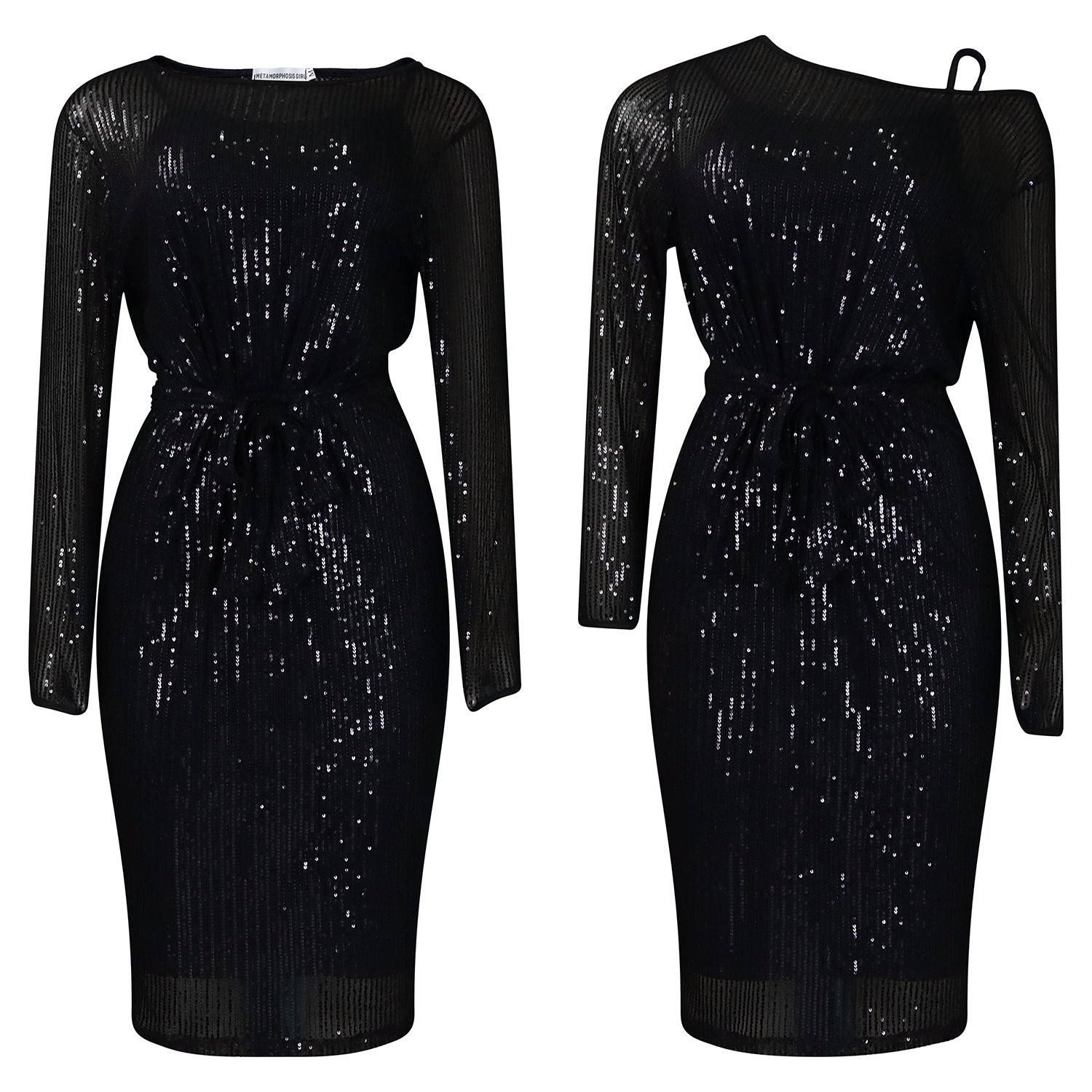 Women's Diagonal Collar Sequined Evening Dress Two-Piece Set