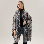Women's Gingham Check Warm Scarf - Oversized Plaid Shawl Fall Winter Accessory