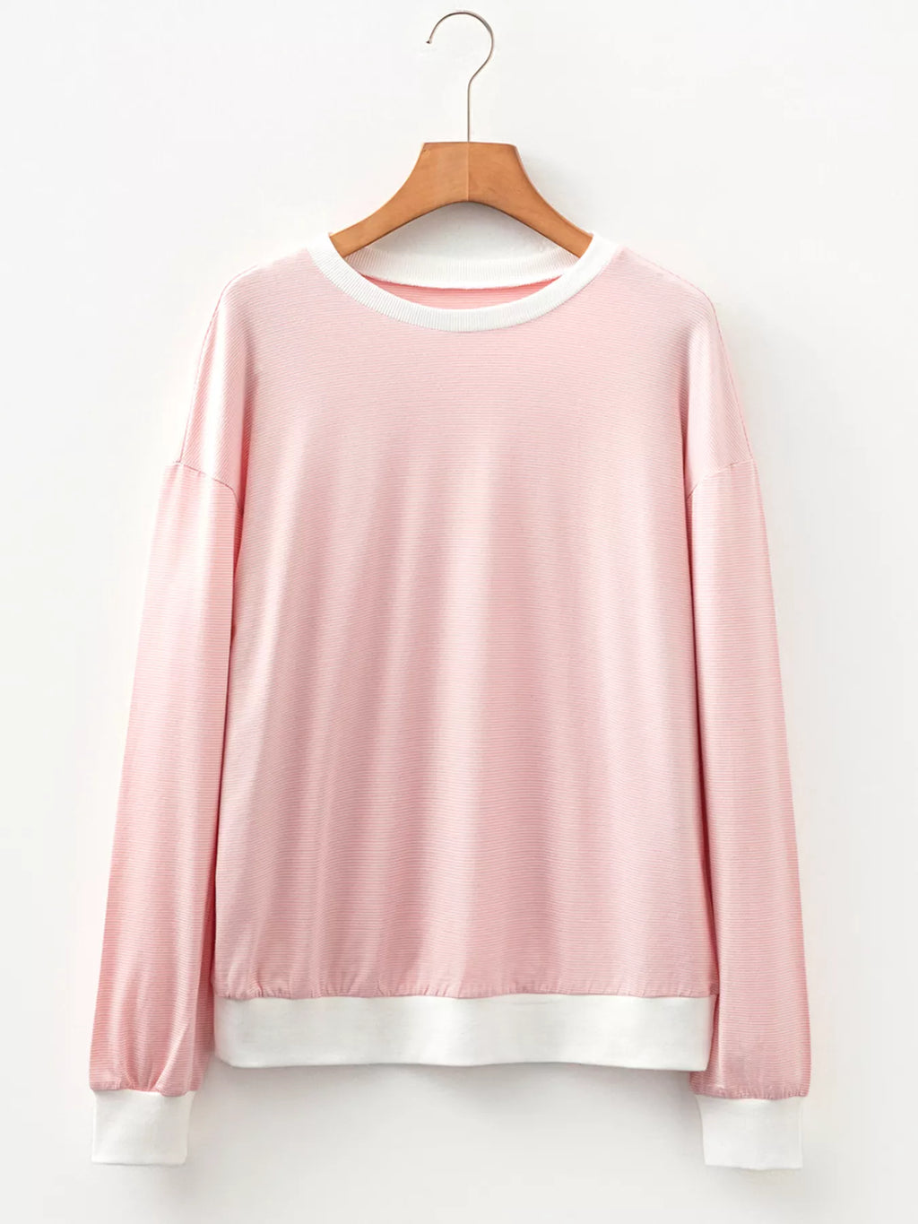 Sarah Express Women's Stripe Contrast Edge Patchwork Long Sleeve Top