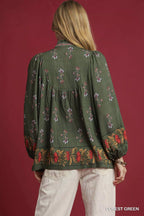 Sarah Express Women's Floral Boho Peasant Blouse