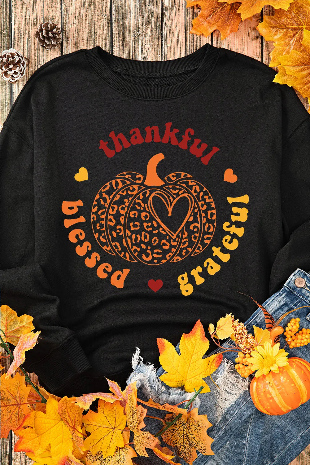 Sarah Express Women's Pumpkin Graphic Long Sleeve Sweatshirt