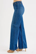 Sarah Express Women’s High Rise Wide Leg Jeans with Front Seam Detail
