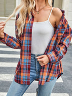 Sarah Express Women's Plaid Button Up Long Sleeve Shirt - Oversized Casual Top