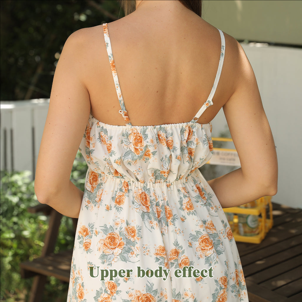 Women's Printed Maxi Dress Casual Short Sleeve Polyester