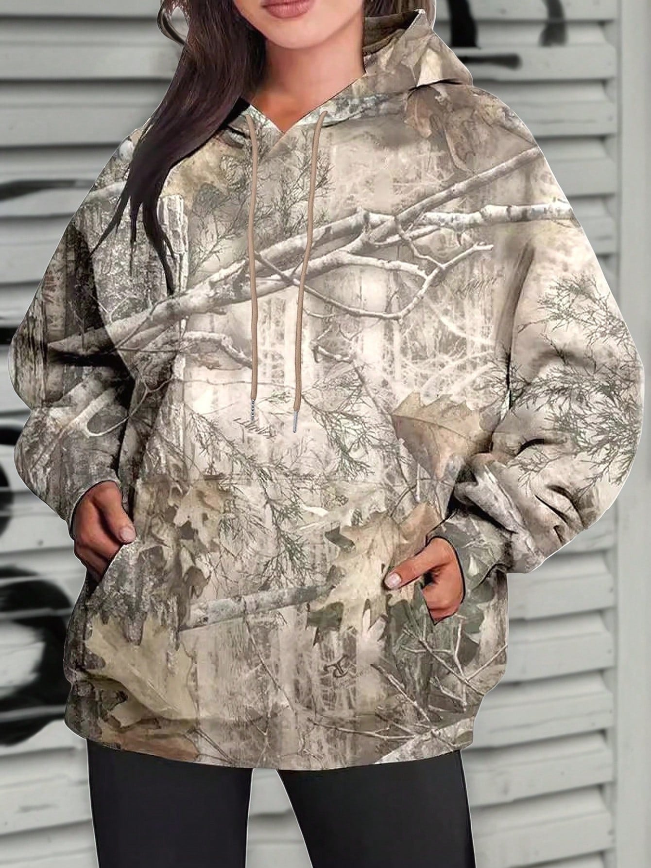 Women's Jungle Maple Leaf Branches Hoodie Long Sleeve Pullover