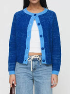 Sarah Express Women's Contrast Trim Button-Up Cardigan