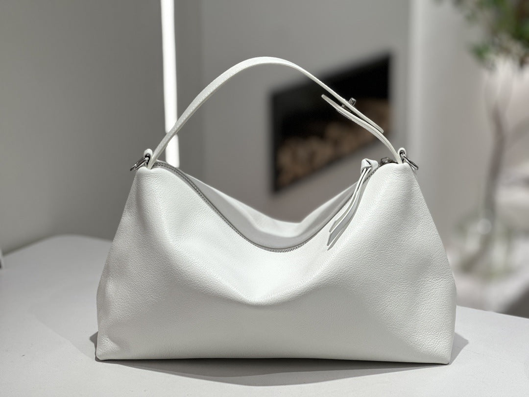 Sarah Express Genuine Leather Crossbody Tote Bag White Natural Fall Cowhide