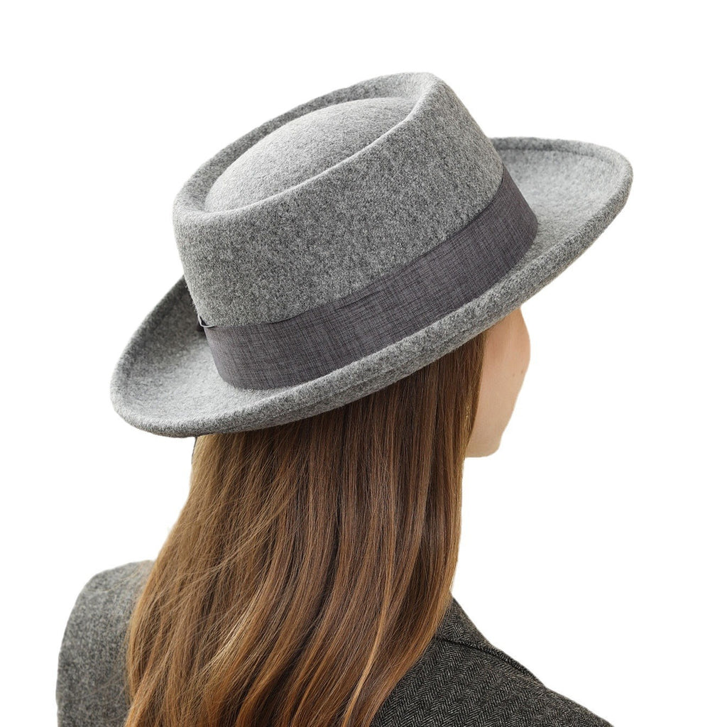 Vintage Flat Top Hat with Bow British Retro Style Women's Fall Winter Cap