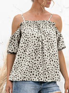 Sarah Express Women's Puff Sleeve Polka Dot Ruffle Cami Top