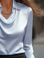 Sarah Express Women's Long Sleeve Blouse with Collar Plus Size