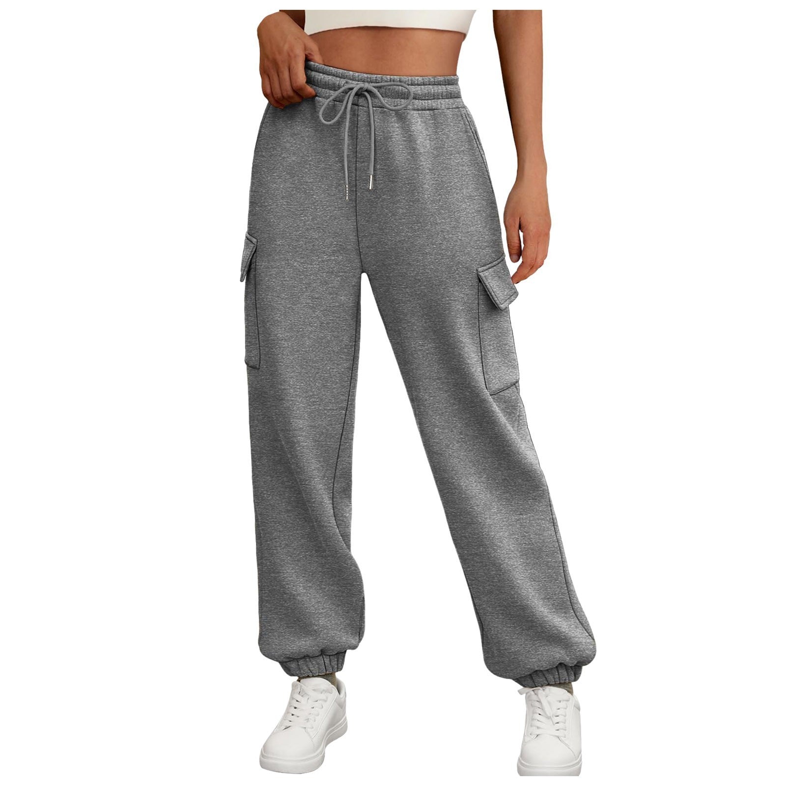 Women's Fleece Lined Baggy Joggers - High Waist Cargo Sweatpants Fall Winter Plus Size
