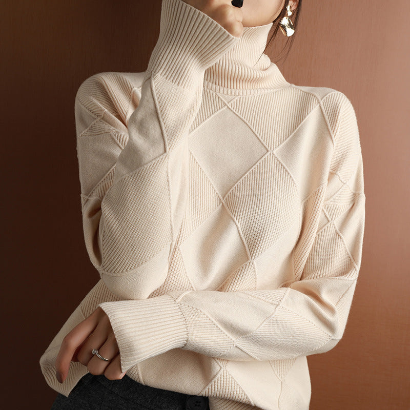 Women's Long Sleeve Knit Sweater Collage Splice Design