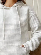 Sarah Express Women's Waffle Knit Hoodie with Drawstring and Pockets