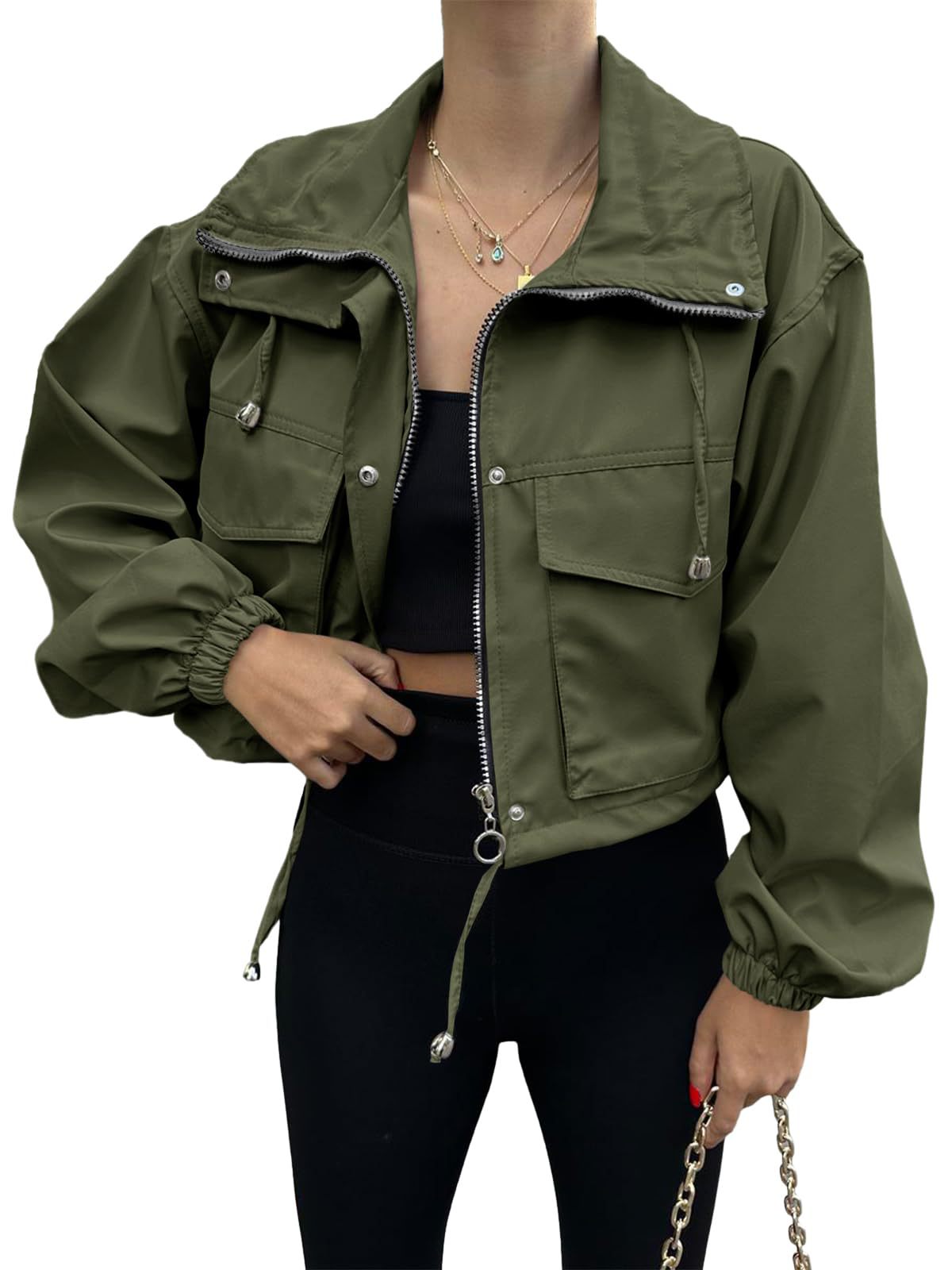 Women's Zipper Trench Coat Short Jacket