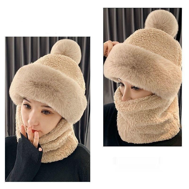 Fleece-Lined Winter Hat with Ear Protection and Neck Warmer