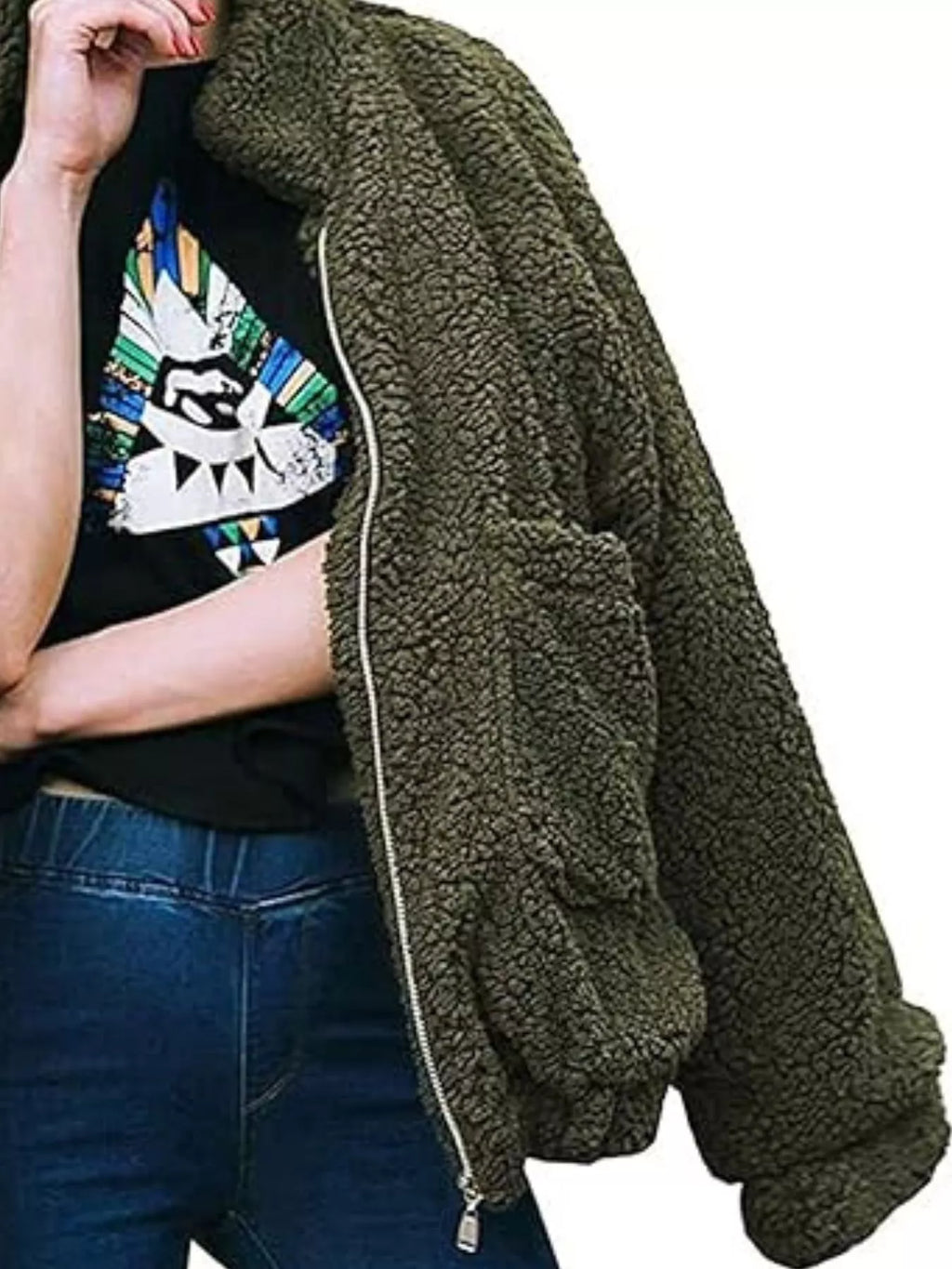 Sarah Express Women's Cozy Fleece Zip Up Jacket Plus Size