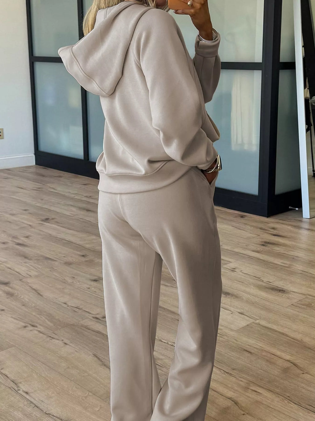 Sarah Express Women's Half Zip Long Sleeve Hoodie and Pants 2pcs Outfit